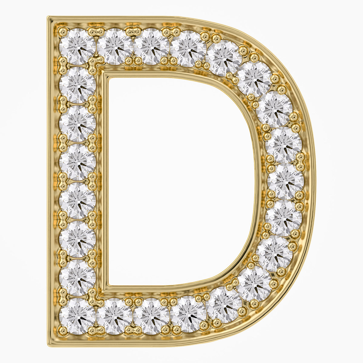 0.8 TCW Round Cut Lab Grown Diamond Round "D" Initial Letter Pendant