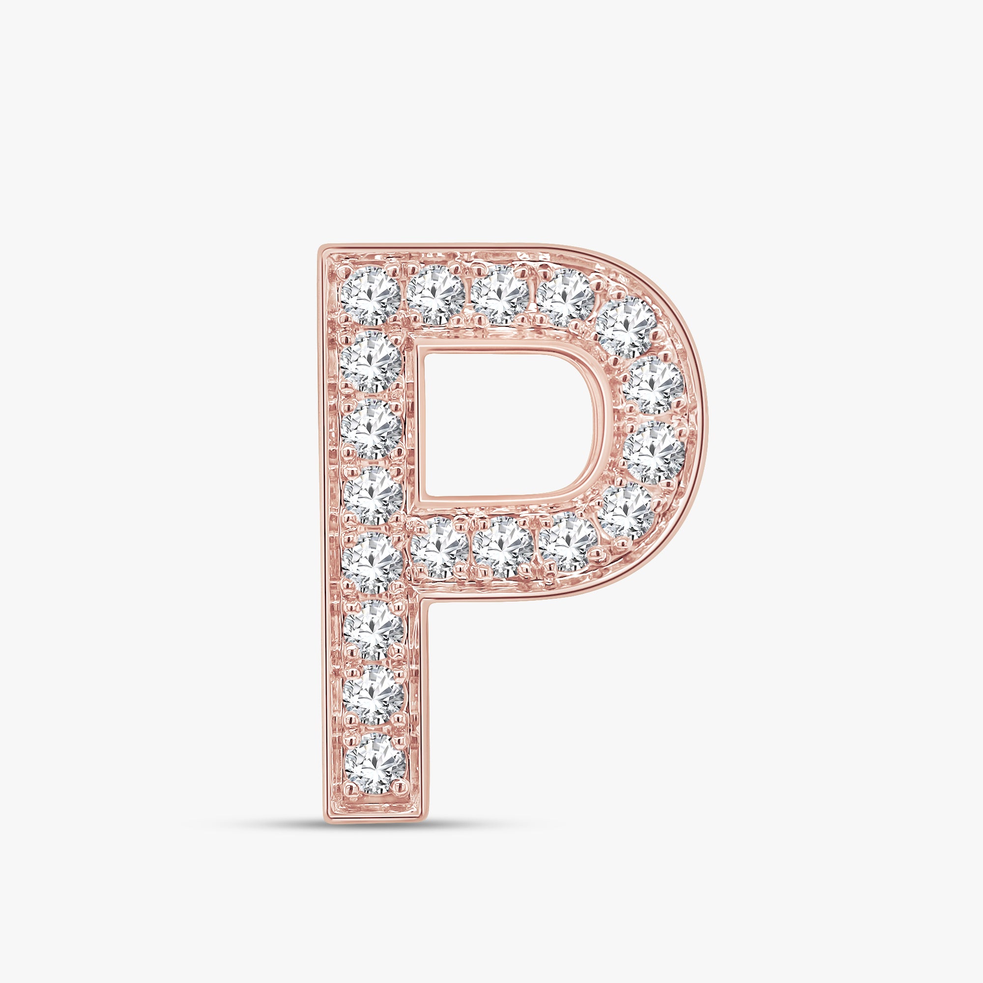 0.63 CTW Round Cut Lab Grown Diamond "P" Initial Letter Pendant