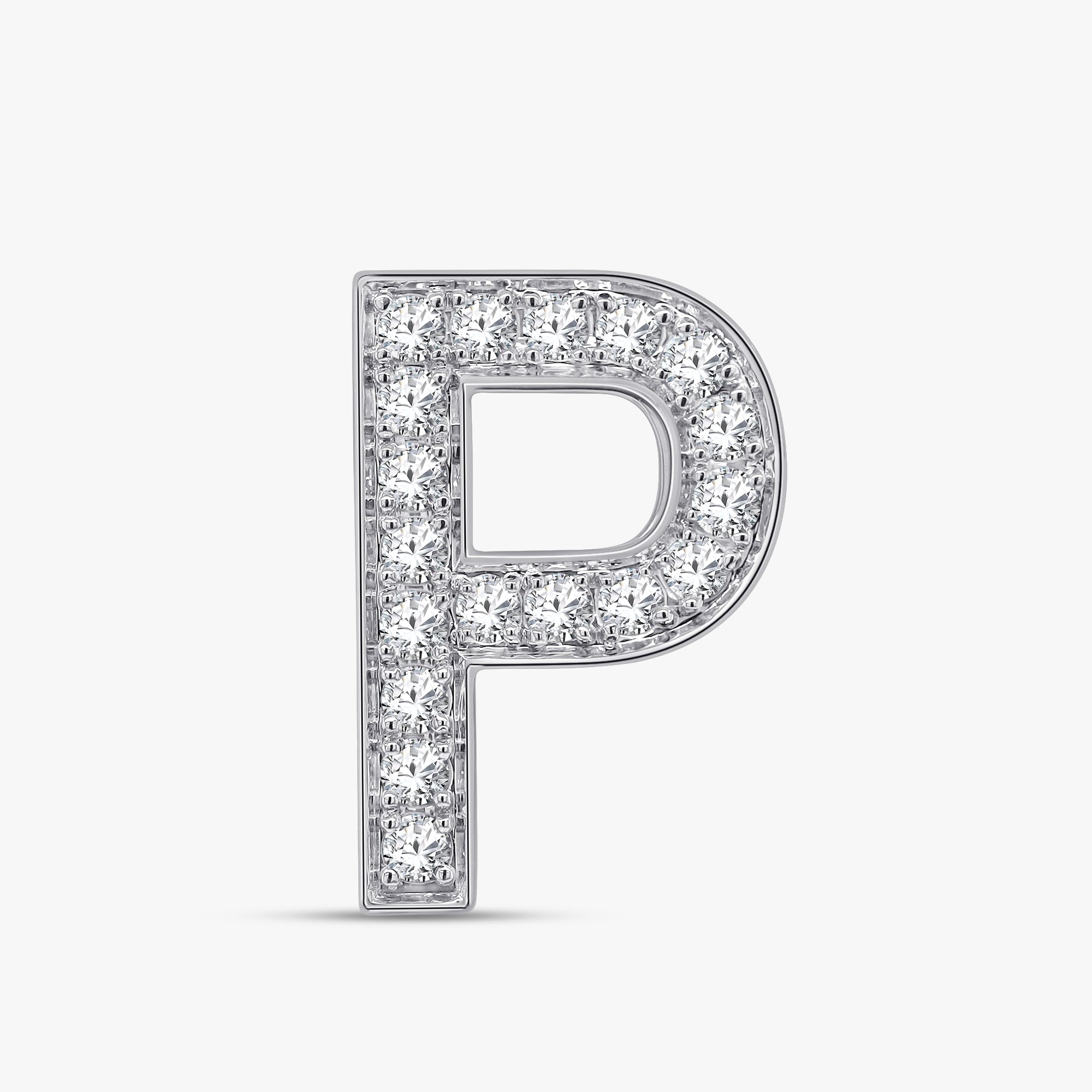 0.63 CTW Round Cut Lab Grown Diamond "P" Initial Letter Pendant