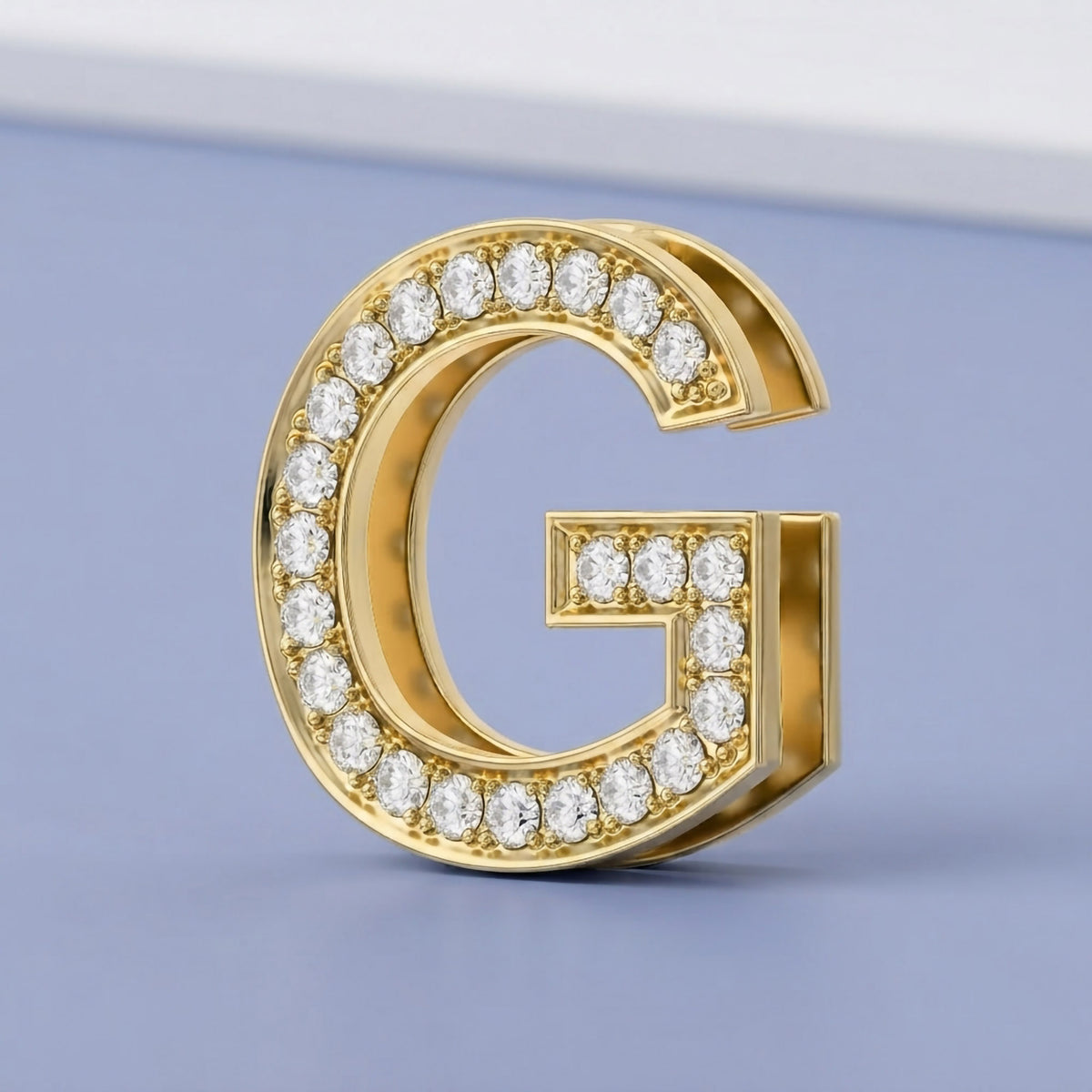 0.75 TCW Round Cut Lab Grown Diamond "G" Letter Pendant
