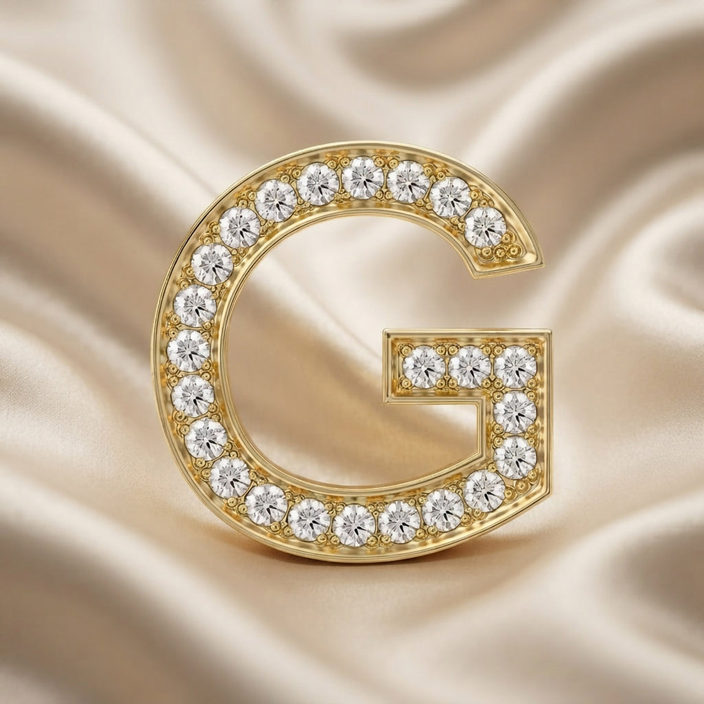 0.75 TCW Round Cut Lab Grown Diamond "G" Letter Pendant