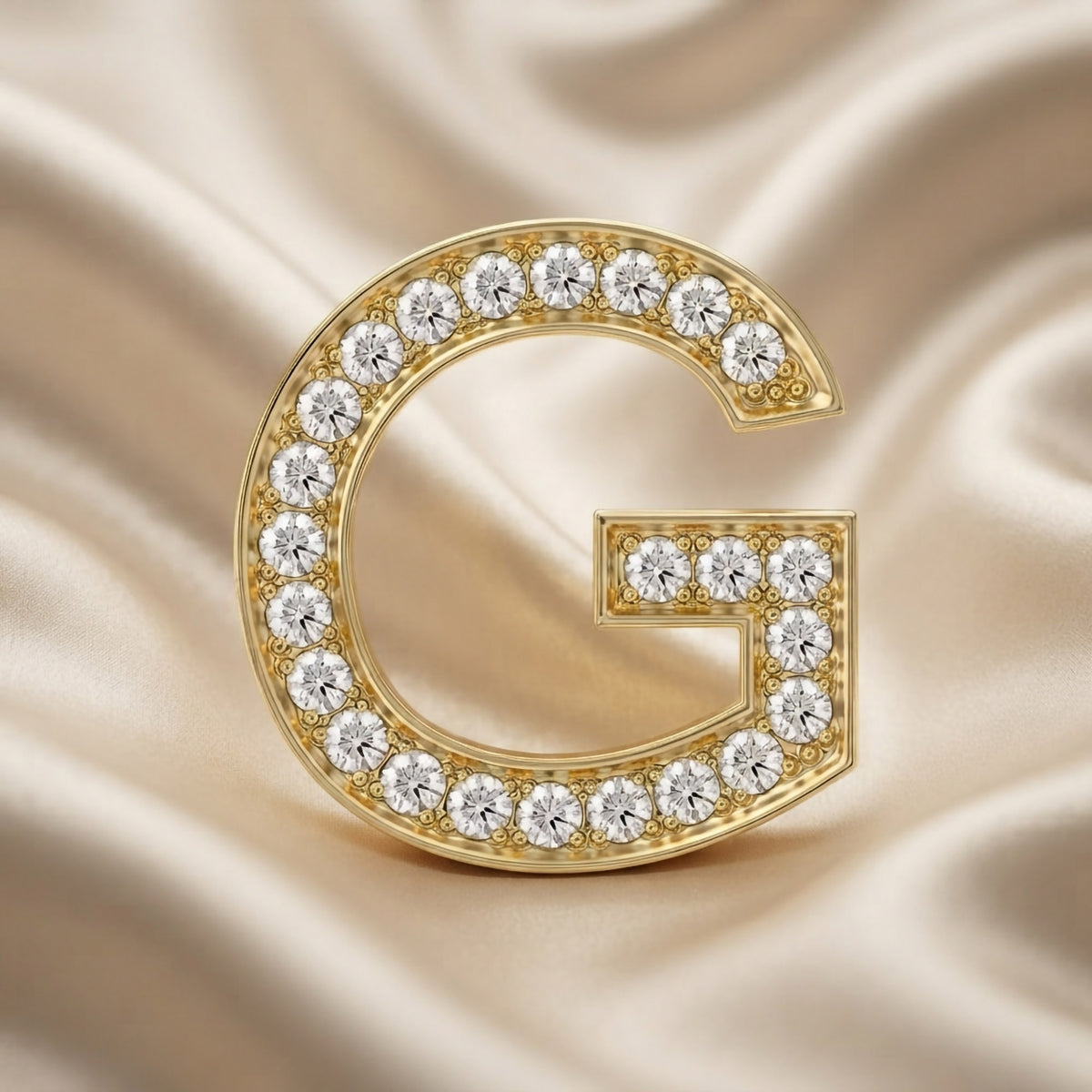 0.75 TCW Round Cut Lab Grown Diamond "G" Letter Pendant