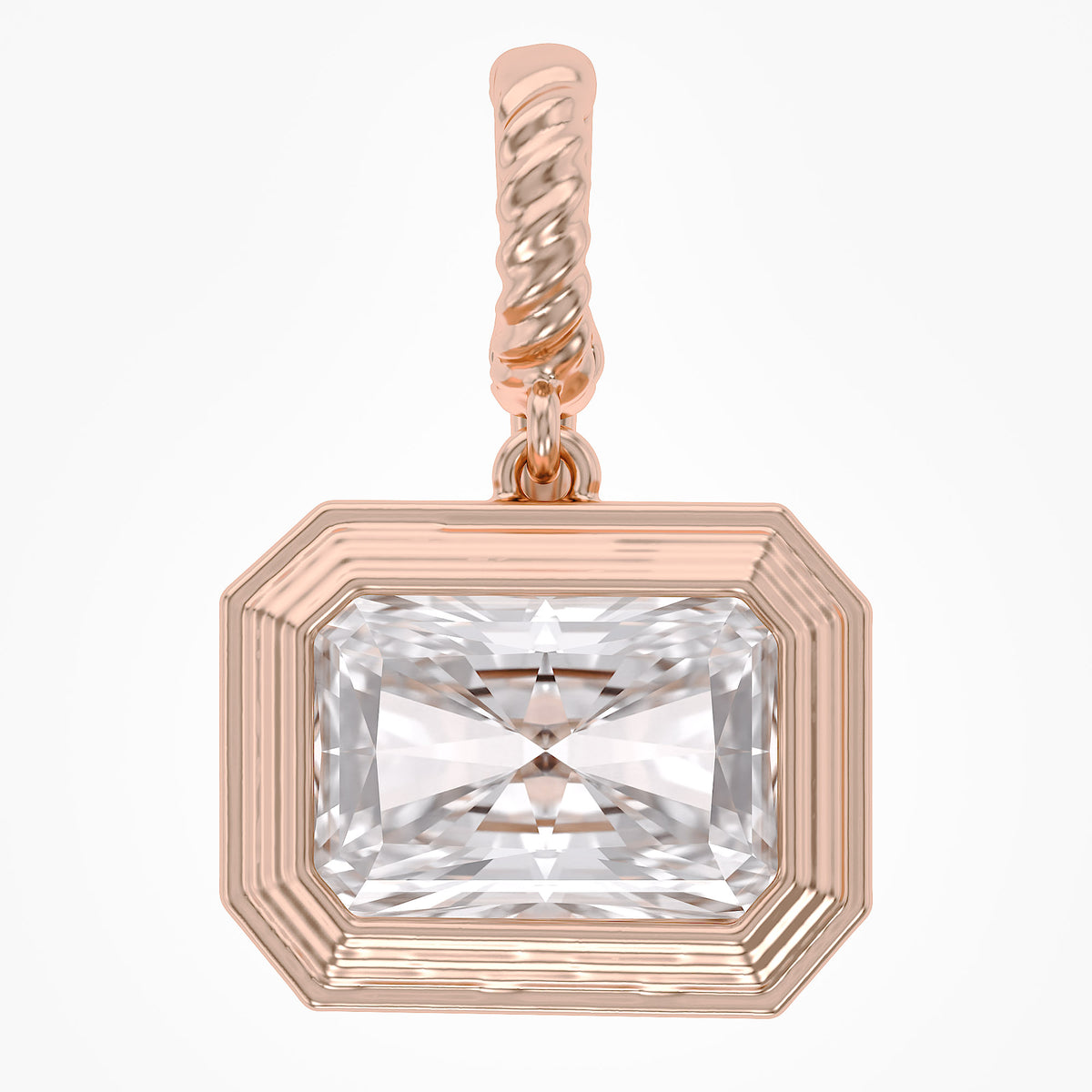 2.82 TCW Lab Grown Diamond Modern Radiant Charm Pendant