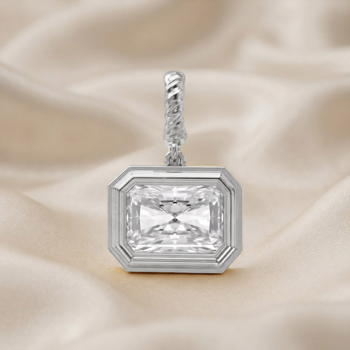 2.82 TCW Lab Grown Diamond Modern Radiant Charm Pendant