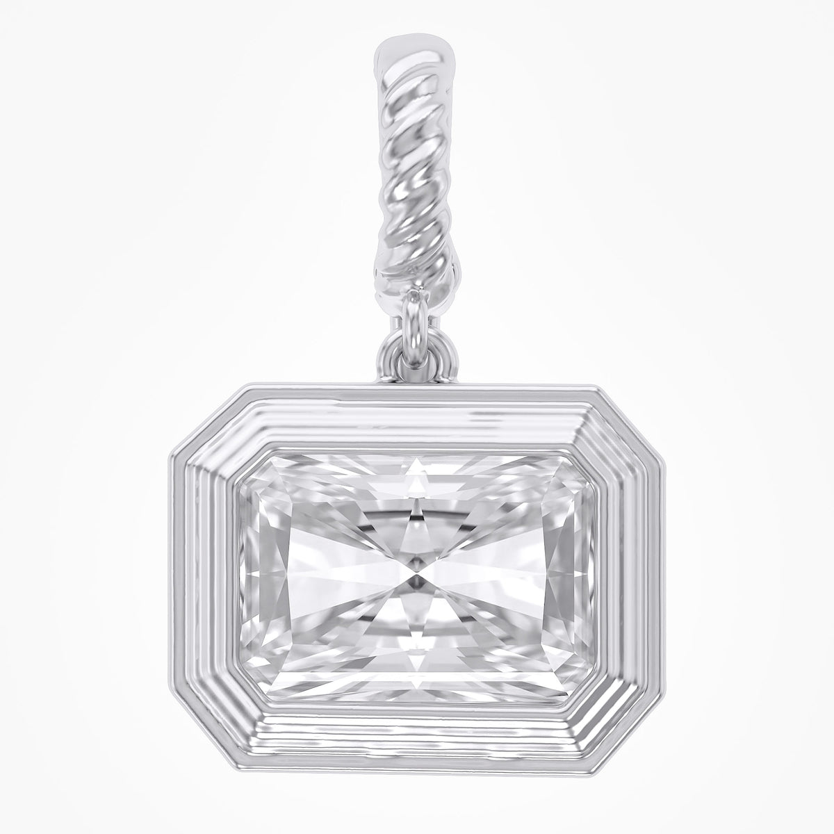 2.82 TCW Lab Grown Diamond Modern Radiant Charm Pendant