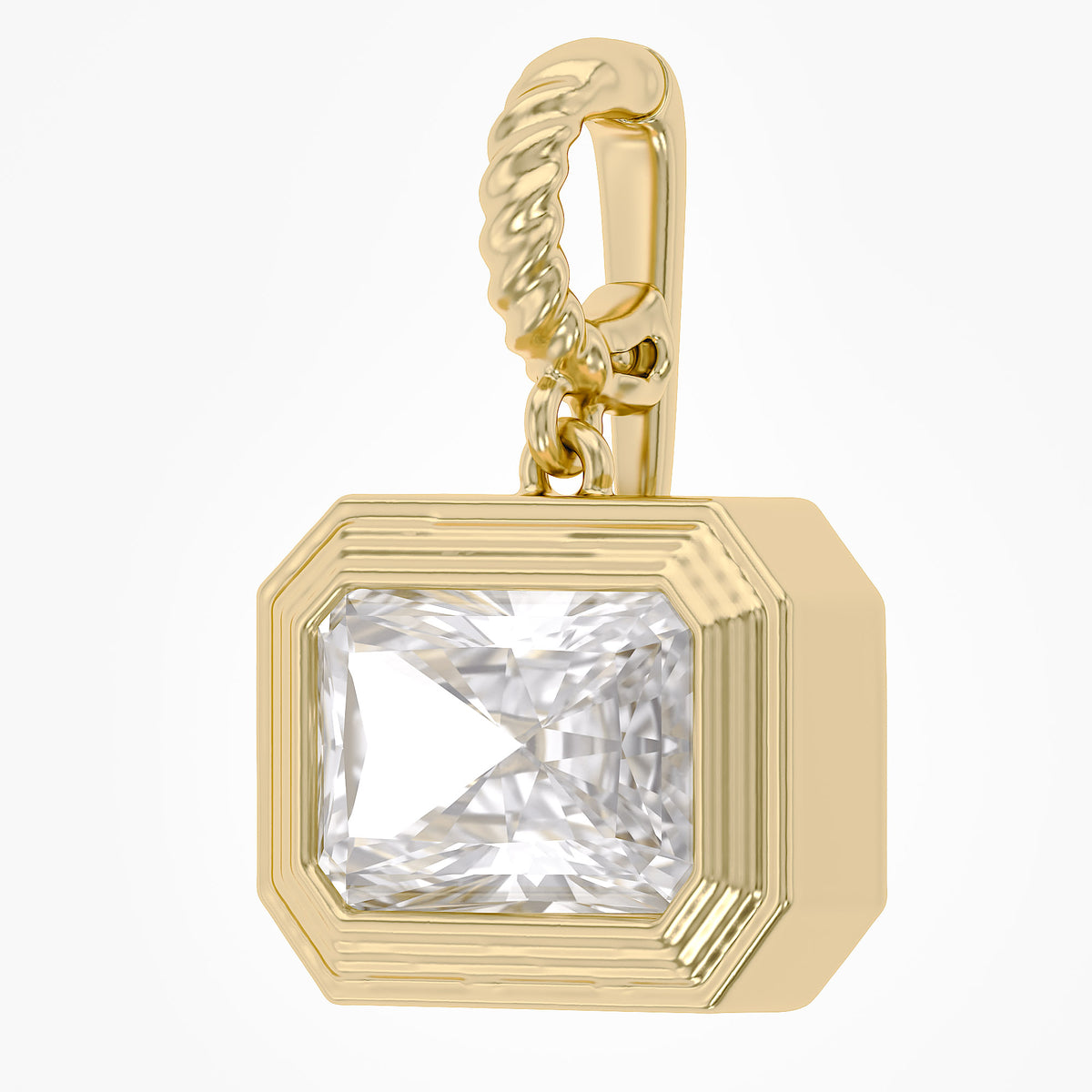 2.82 TCW Lab Grown Diamond Modern Radiant Charm Pendant
