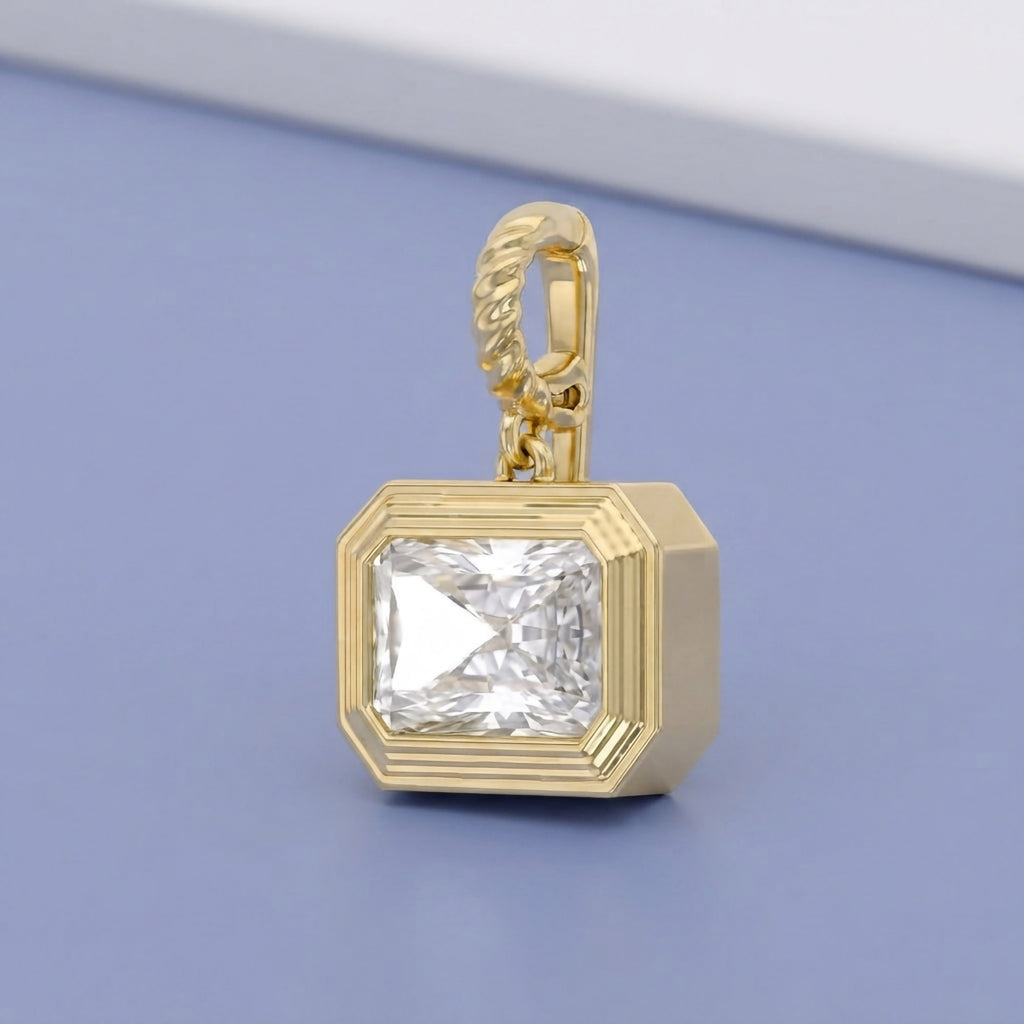 2.82 TCW Lab Grown Diamond Modern Radiant Charm Pendant