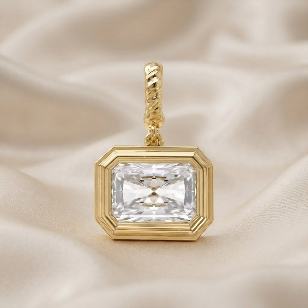 2.82 TCW Lab Grown Diamond Modern Radiant Charm Pendant