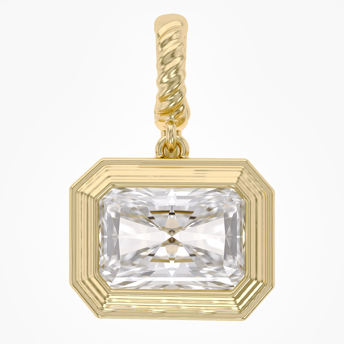 2.82 TCW Lab Grown Diamond Modern Radiant Charm Pendant