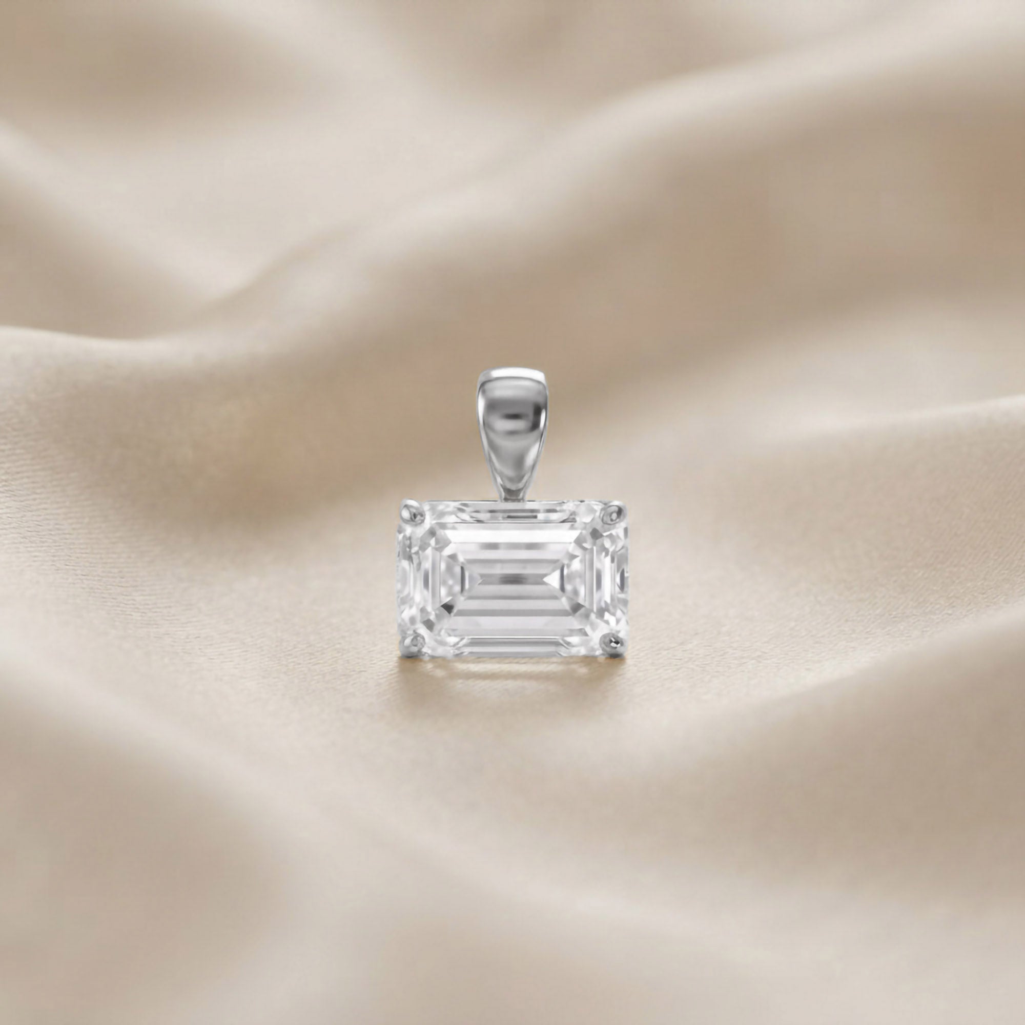 2.00 CTW Emerald Cut Lab Grown Diamond Solitaire Pendant
