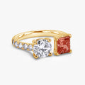 2.50 Carat Princess and Round Cut Lab Grown Diamond Toi et Moi Engagement Ring
