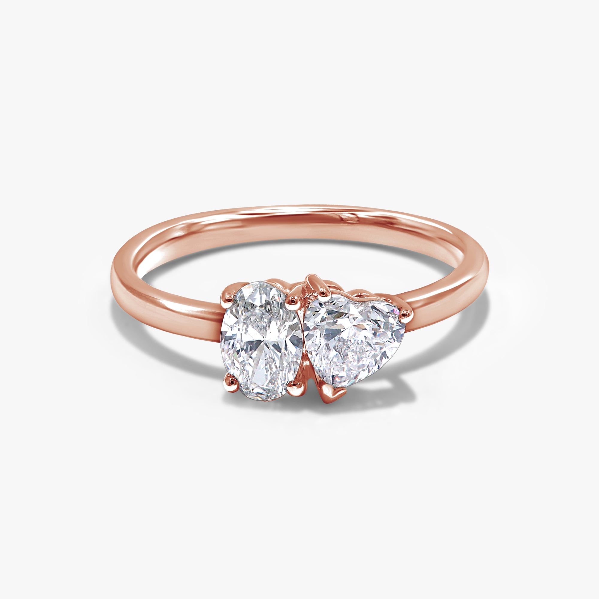 1.05 Carat Heart and Oval Shape Lab Grown Diamond Toi Et Moi Engagement Ring