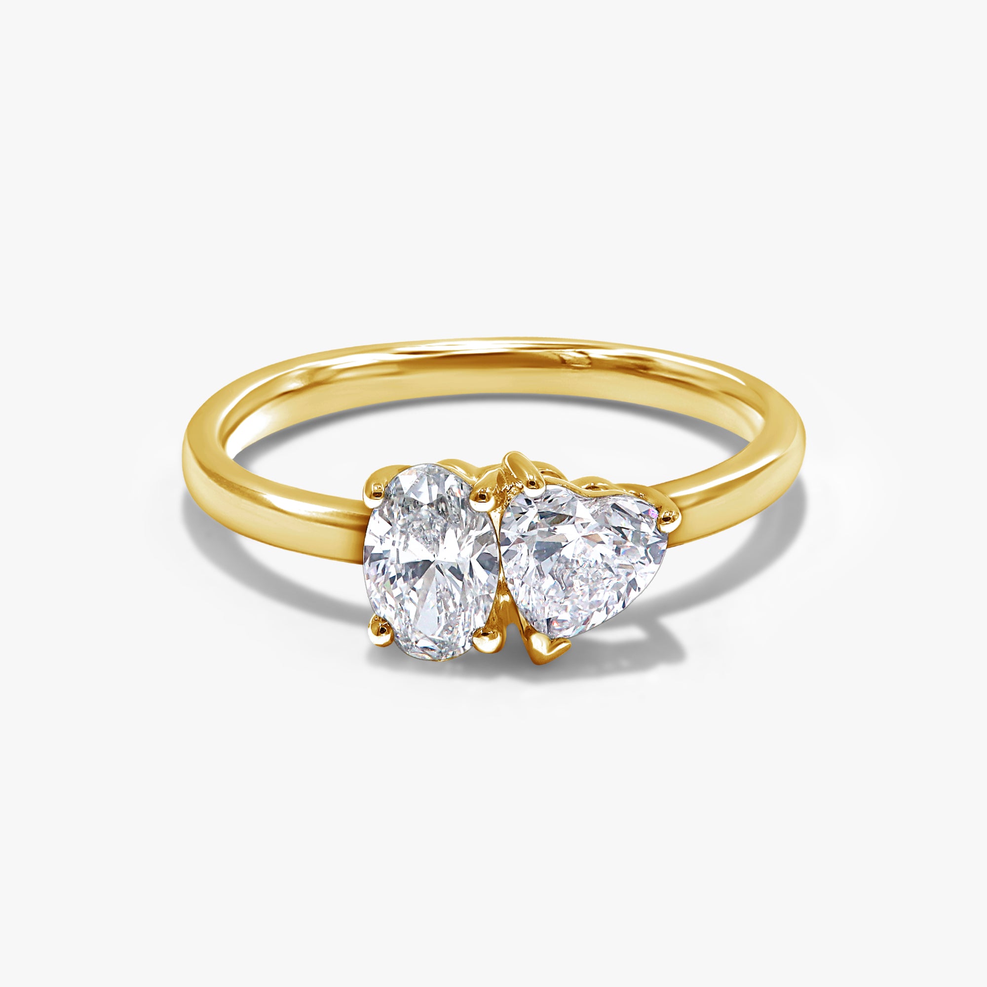 1.05 Carat Heart and Oval Shape Lab Grown Diamond Toi Et Moi Engagement Ring