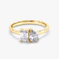 1.30 Carat Emerald and Pear Shape Lab Grown Diamond Toi Et Moi Engagement Ring