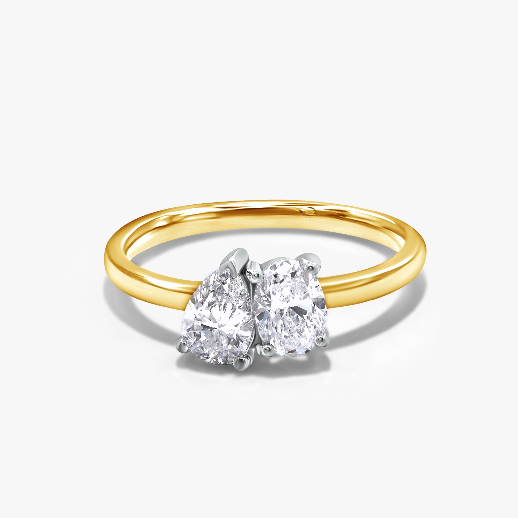 1.00 Carat Oval and Pear Shape Lab Grown Diamond Toi Et Moi Engagement Ring
