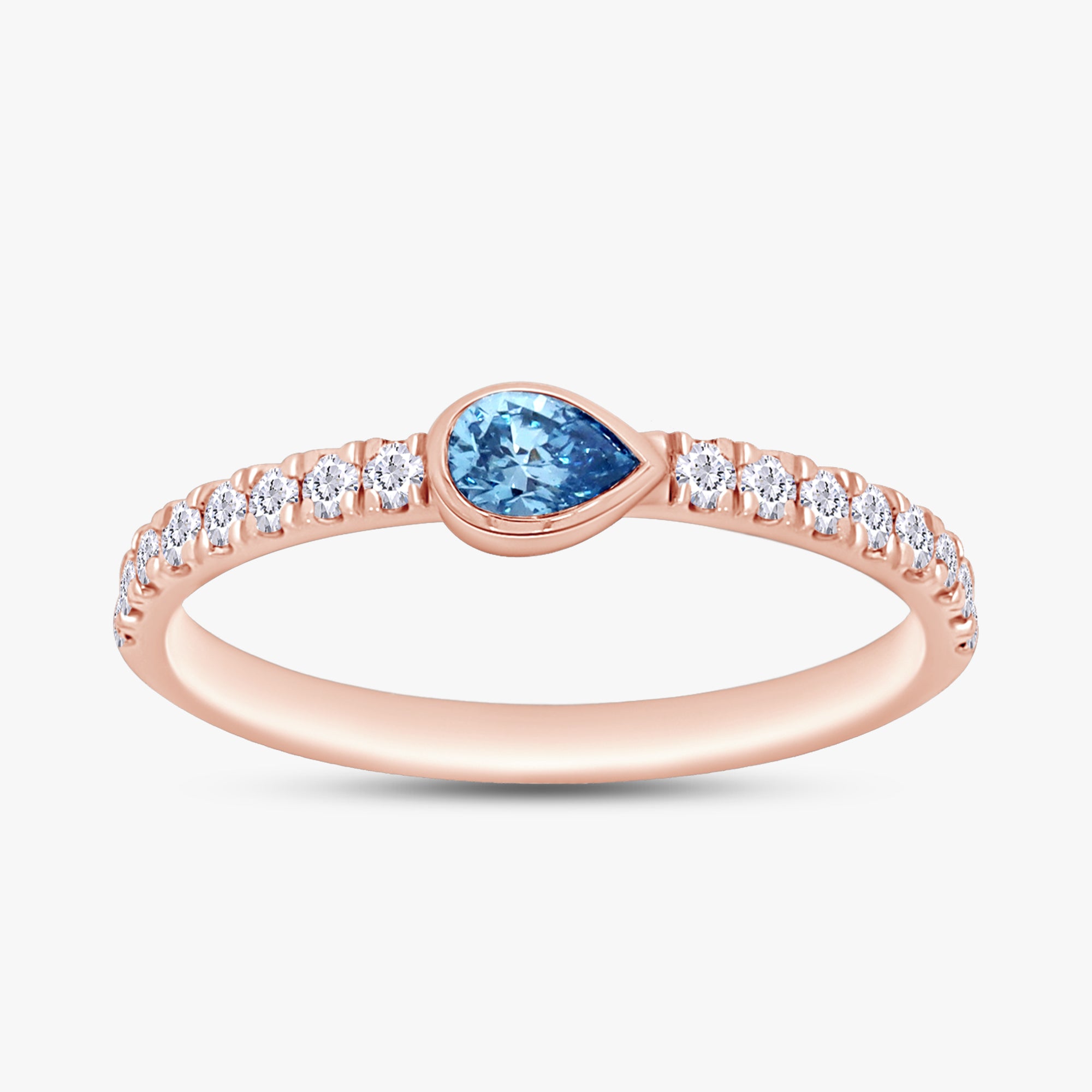 0.50 Carat Pear and Round Shape Lab Grown Diamond Bezel Set Half Eternity Ring