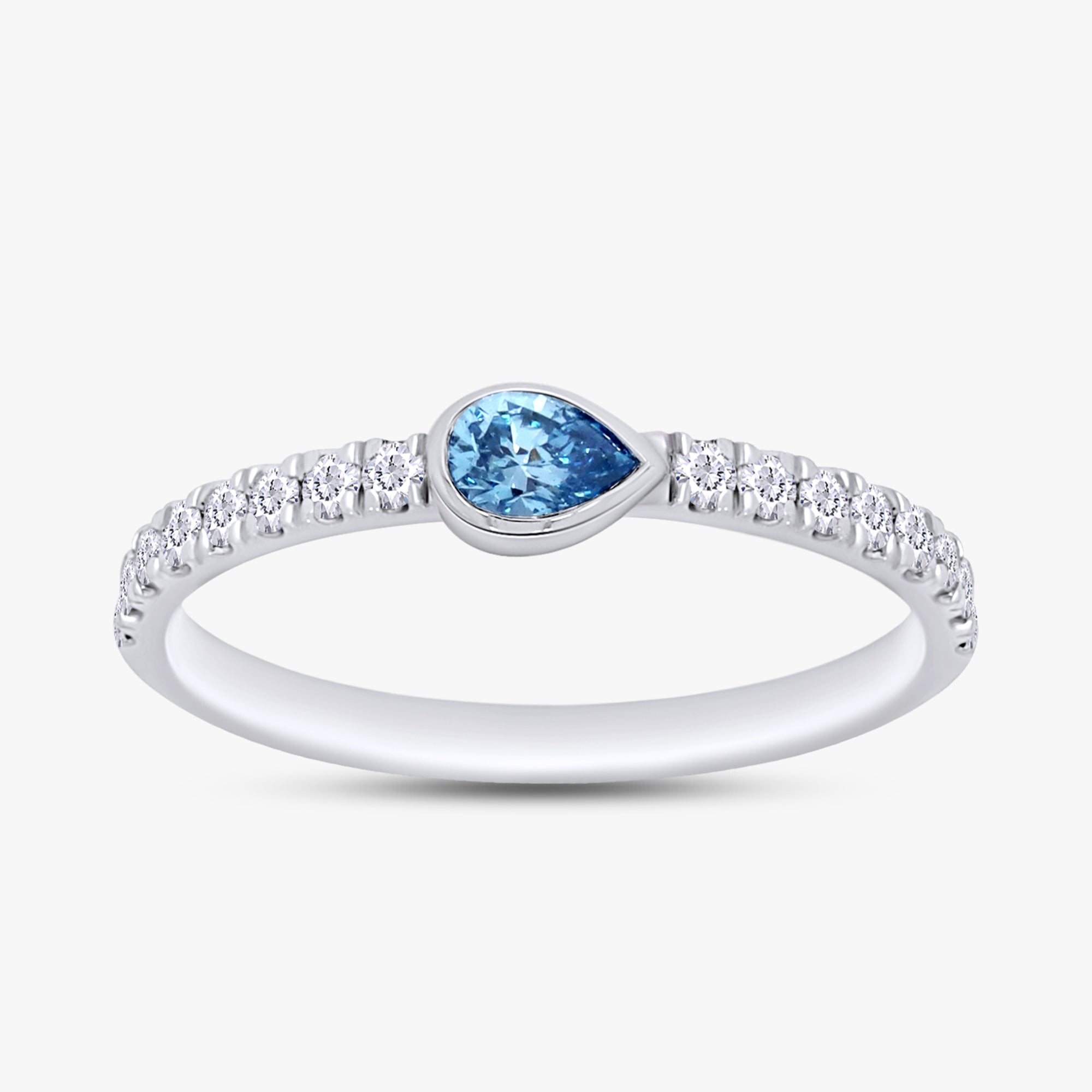0.50 Carat Pear and Round Shape Lab Grown Diamond Bezel Set Half Eternity Ring