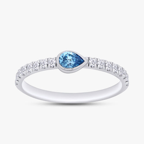 0.50 Carat Pear and Round Shape Lab Grown Diamond Bezel Set Half Eternity Ring