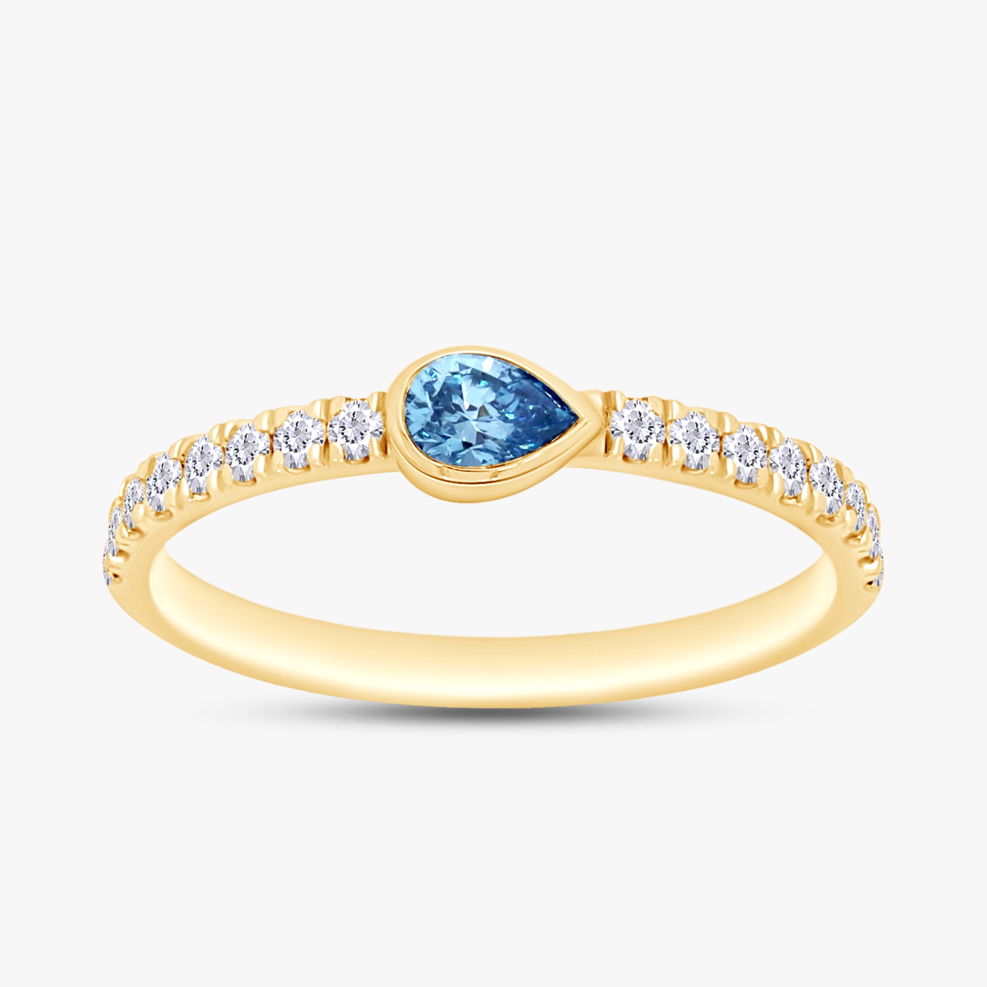 0.50 Carat Pear and Round Shape Lab Grown Diamond Bezel Set Half Eternity Ring