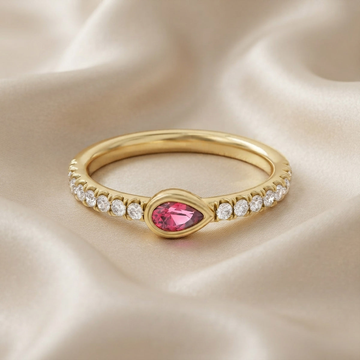0.50 Carat Lab Grown Diamond Bezel Set Half Eternity Band Ring