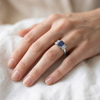 1.75 Carat Emerald Cut Lab Grown Diamond and Lab Gemstone Wedding Promise Ring
