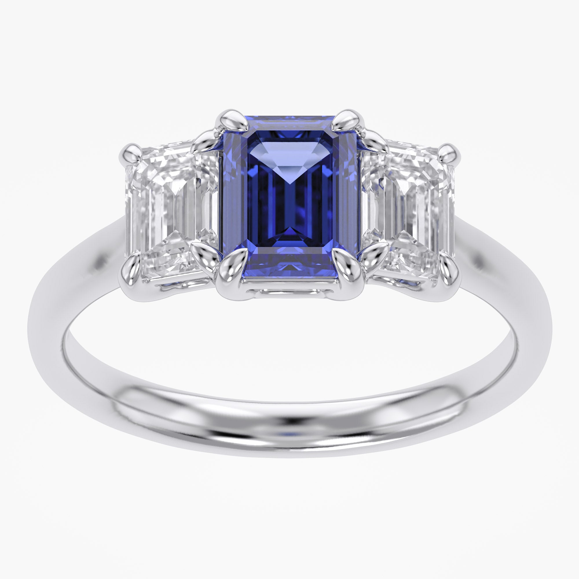3 stone engagement ring Emerald shape 1.75 Carat Lab Grown Diamond Wedding Promise Ring