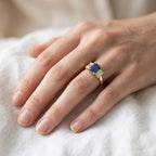1.75 Carat Emerald Cut Lab Grown Diamond and Lab Gemstone Wedding Promise Ring