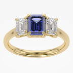 1.75 Carat Emerald Cut Lab Grown Diamond and Lab Gemstone Wedding Promise Ring