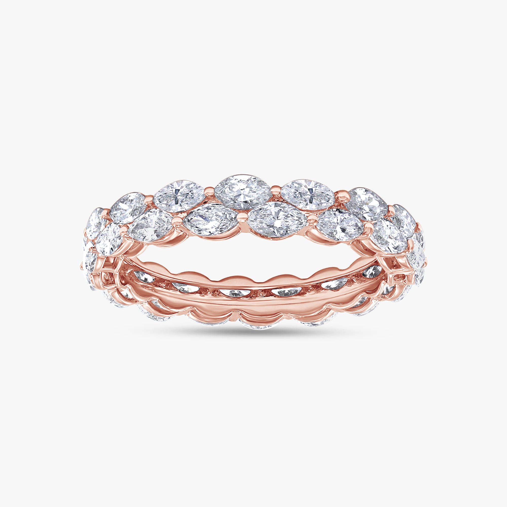 1.90 Carat Marquise Cut Lab Grown Diamond 2-Row Band Ring