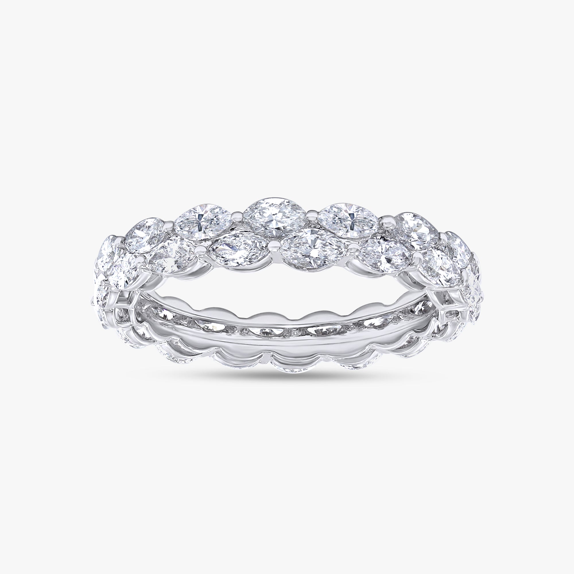 1.90 Carat Marquise Cut Lab Grown Diamond 2-Row Band Ring