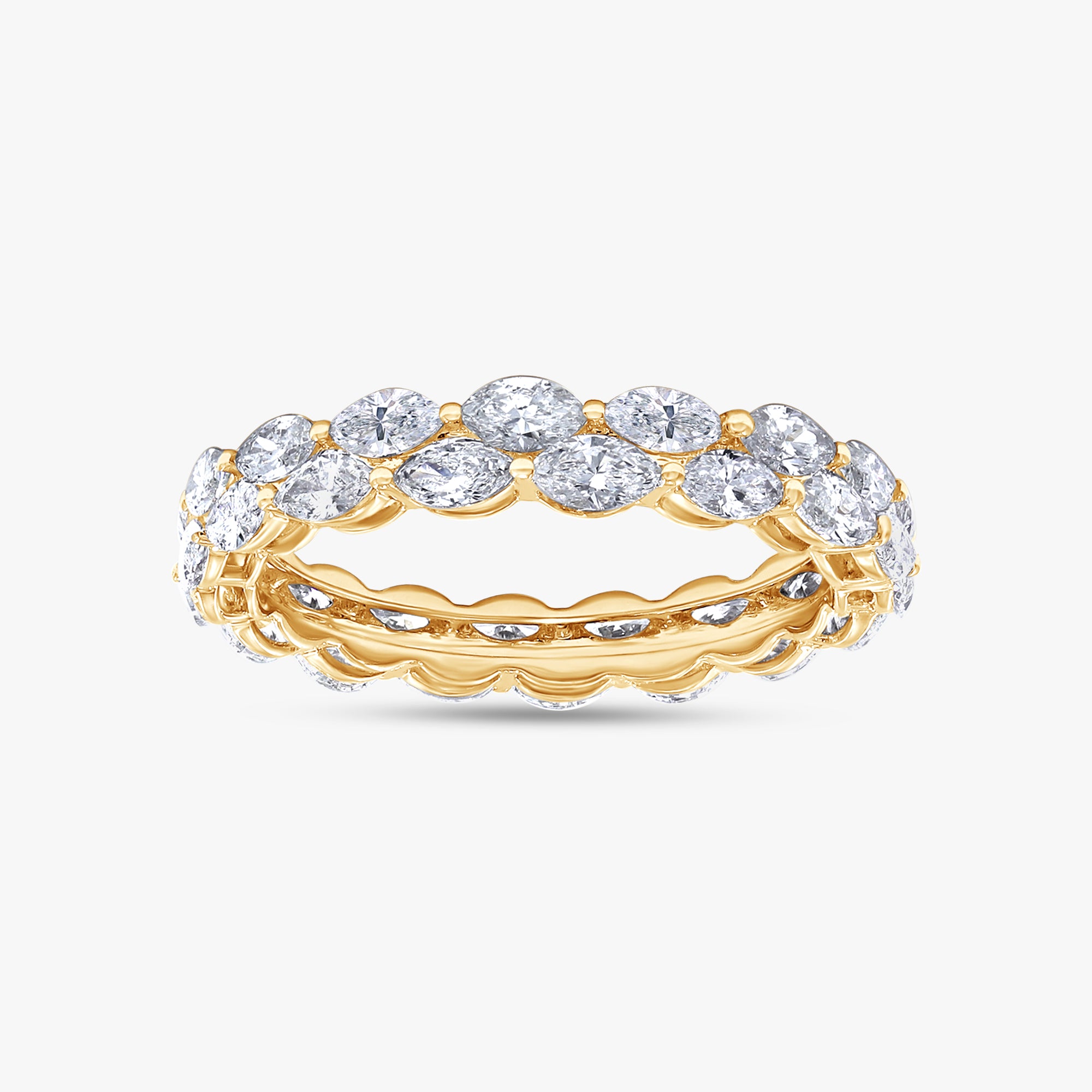 1.90 Carat Marquise Cut Lab Grown Diamond 2-Row Band Ring