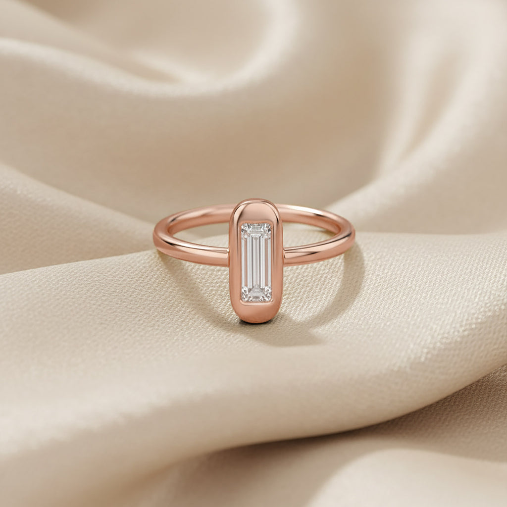 Baguette Shape 0.65 Carat Lab Grown Diamond Solitaire Rings