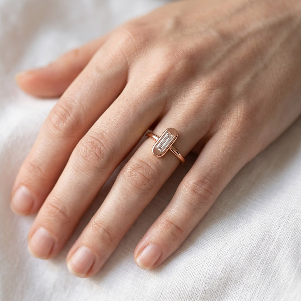 Baguette Shape 0.65 Carat Lab Grown Diamond Solitaire Rings