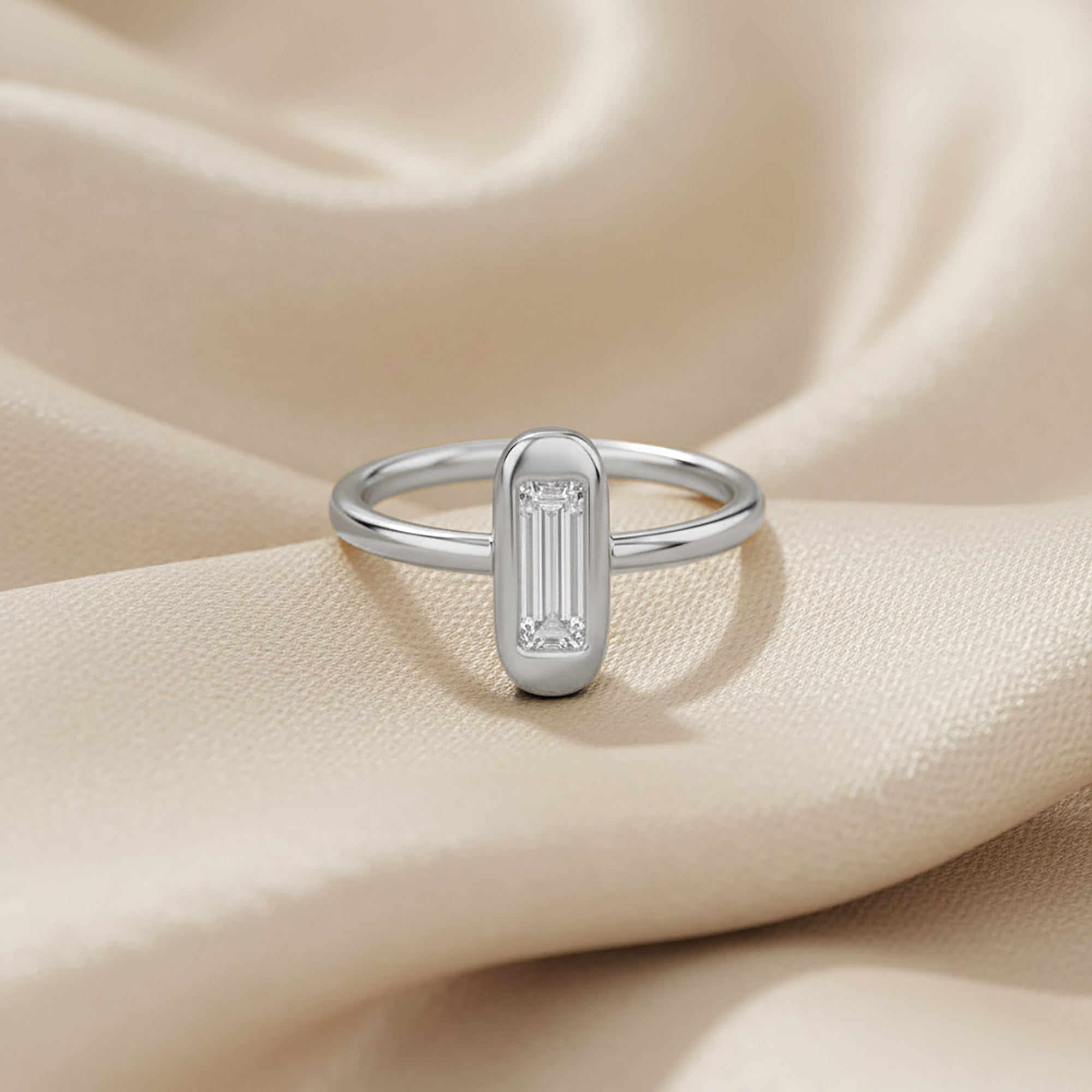Baguette Shape 0.65 Carat Lab Grown Diamond Solitaire Rings