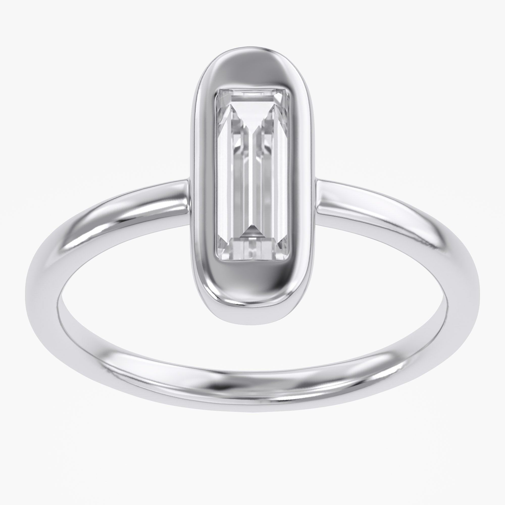 Baguette Shape 0.65 Carat Lab Grown Diamond Solitaire Rings