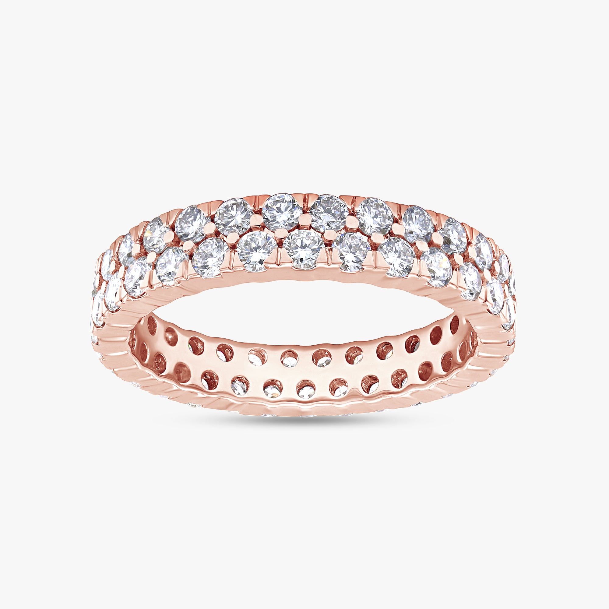 1.80 Carat Round Cut Lab Grown Diamond 2-Row Band Ring