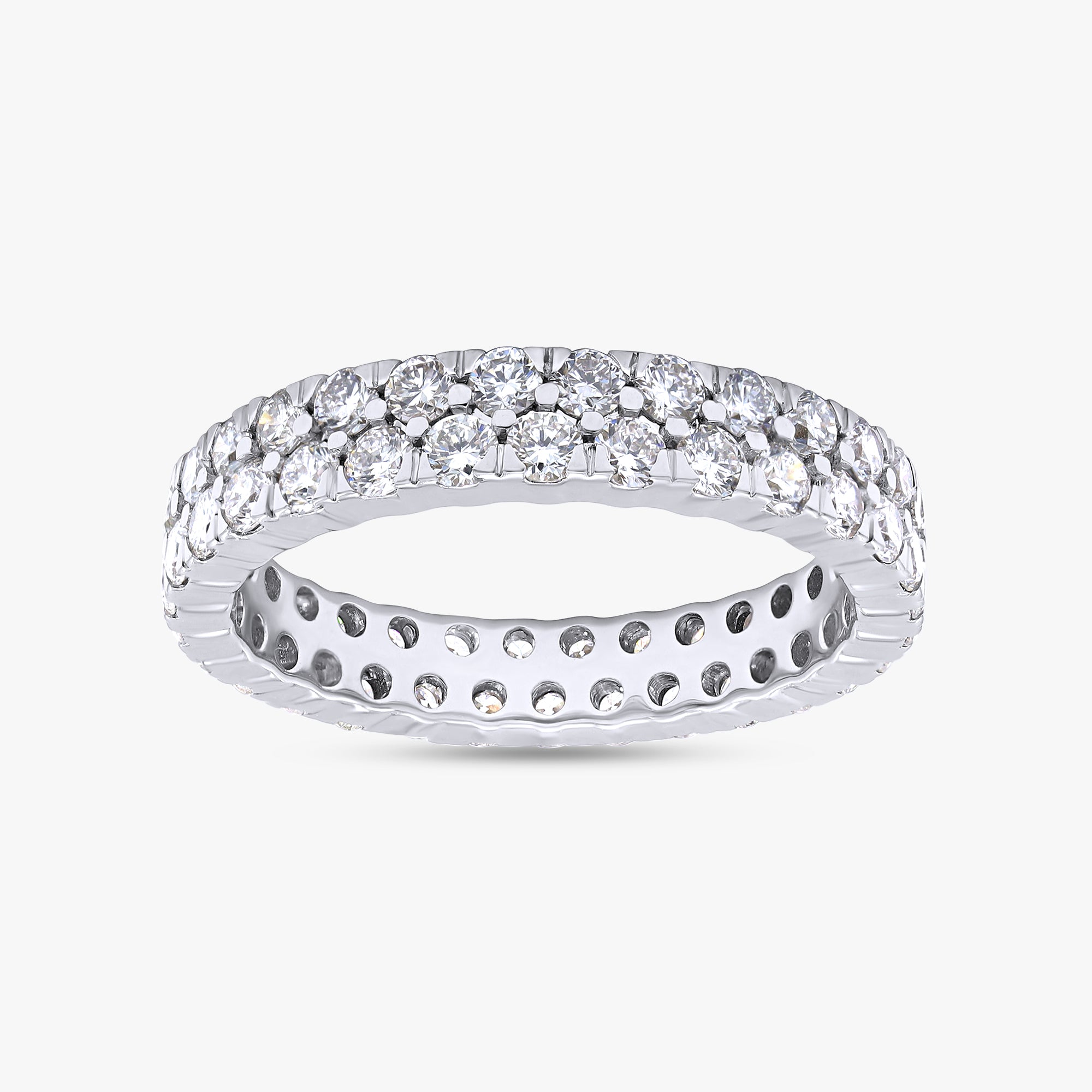 1.80 Carat Round Cut Lab Grown Diamond 2-Row Band Ring