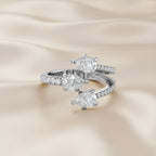 1.55 Carat Pear and Round Shape Lab Grown Diamond 3-Stone Wedding Band Ring
