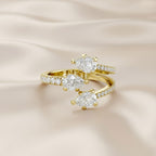 1.55 Carat Pear and Round Shape Lab Grown Diamond 3-Stone Wedding Band Ring