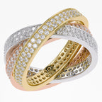 2.00 Carat Round Shape Lab Grown Diamond Three Tone Eternity Wedding Band Ring