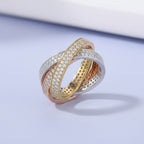 2.00 Carat Round Shape Lab Grown Diamond Three Tone Eternity Wedding Band Ring