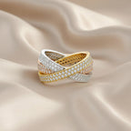 2.00 Carat Round Shape Lab Grown Diamond Three Tone Eternity Wedding Band Ring