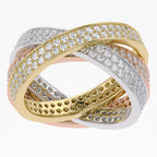 2.00 Carat Round Shape Lab Grown Diamond Three Tone Eternity Wedding Band Ring