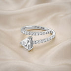 Trillion and Round Shape 1.45 Carat lab Grown Diamond Bypass Rings