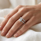 Trillion and Round Shape 1.45 Carat lab Grown Diamond Bypass Rings