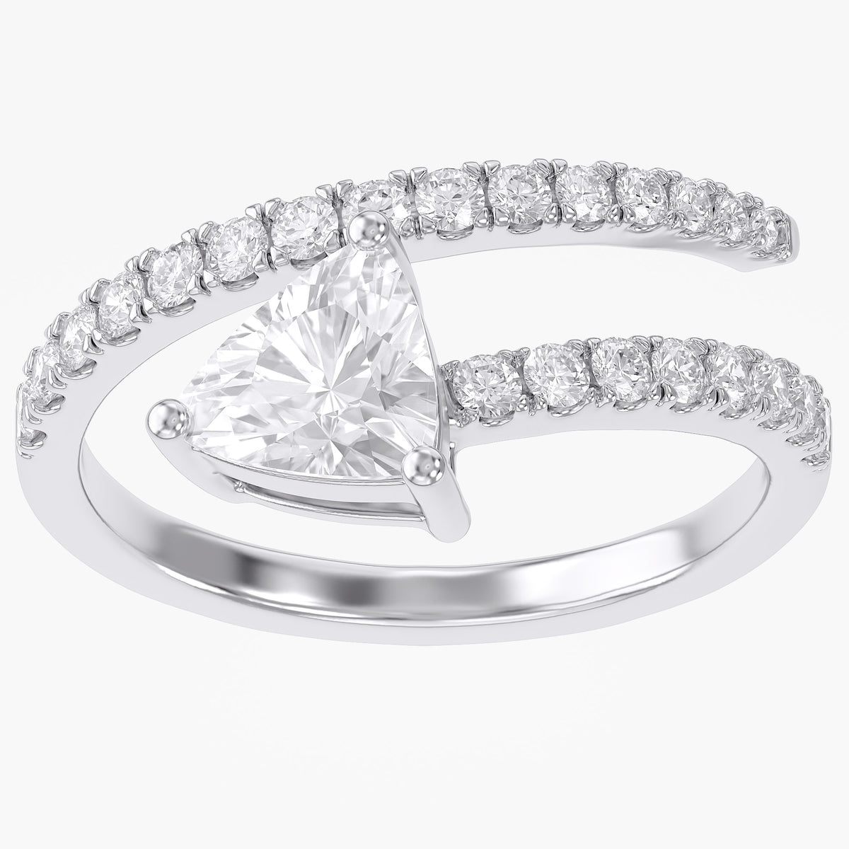 Trillion and Round Shape 1.45 Carat lab Grown Diamond Bypass Rings