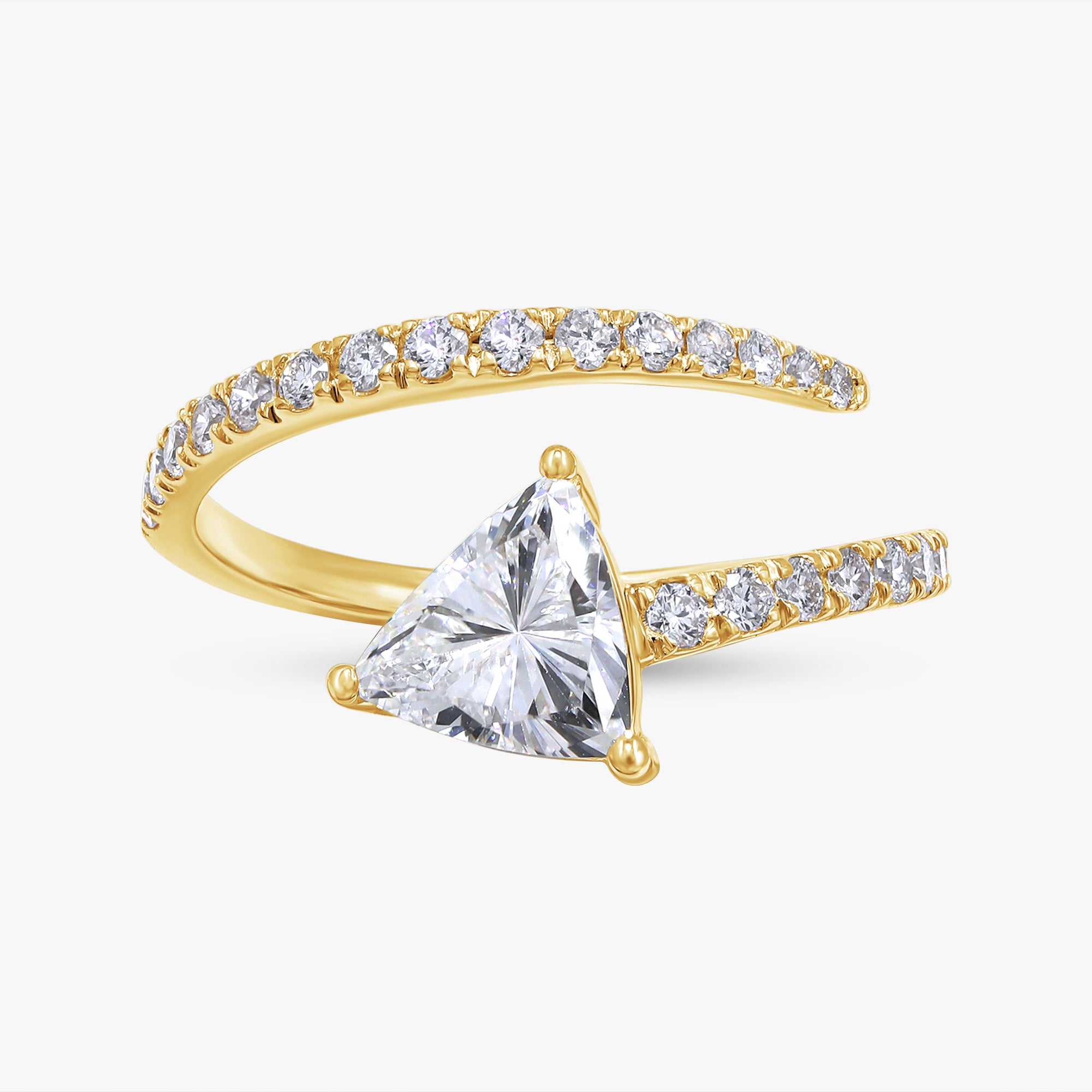 Trillion and Round Shape 1.45 Carat lab Grown Diamond Bypass Rings