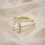 Trillion and Round Shape 1.45 Carat lab Grown Diamond Bypass Rings