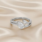 1.35 Carat Pear and Round Shape Lab Grown Diamond Split Shank Engagement Ring
