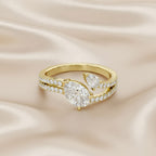 1.35 Carat Pear and Round Shape Lab Grown Diamond Split Shank Engagement Ring